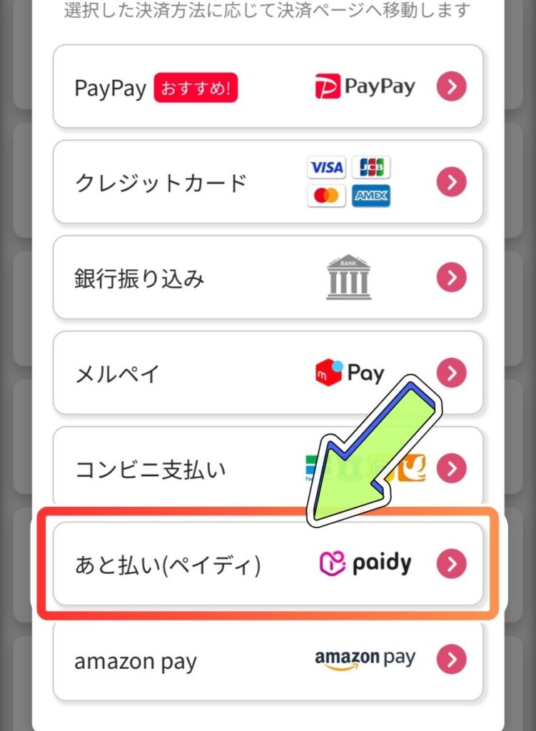 ペイディの支払い手順1
