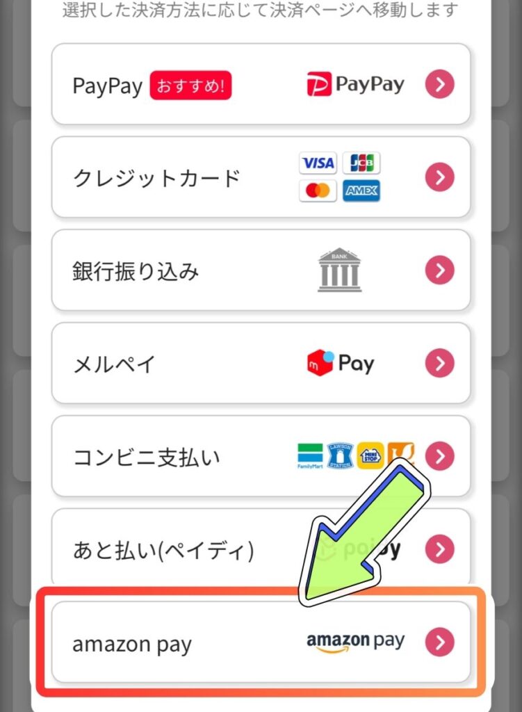 amazonPayでの支払い手順1